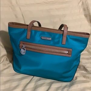 Michael Kora Teal Nylon Tote NWT